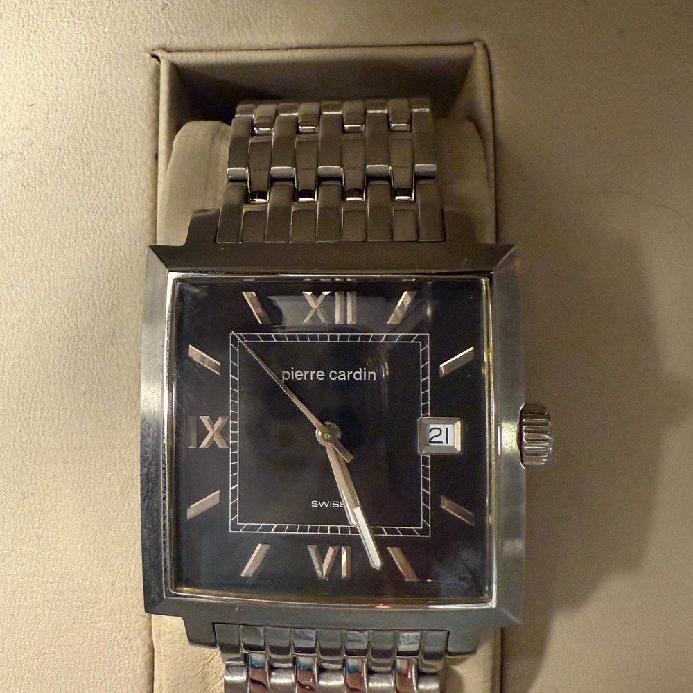 Pierre Cardin Black and Silver Square Watch
